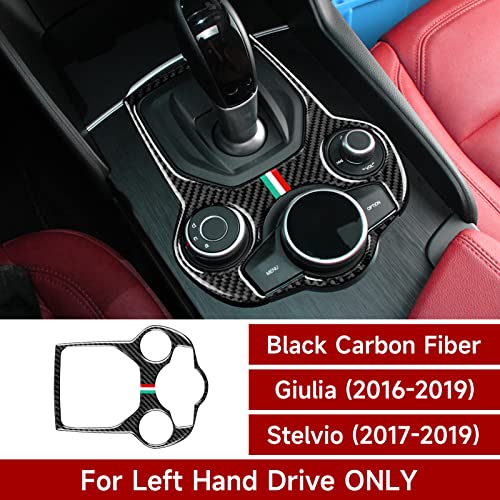 Image of Car Gear Shift Sticker Carbon Fiber Decals Center Console Cover Trim Compatible with Alfa Romeo Giulia 952 Stelvio 949 2016 2017 2018 2019 Accessories