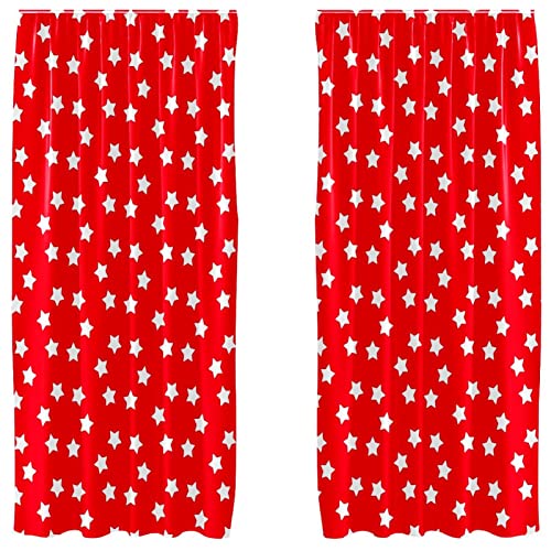 Cortinas de panel navideñas rojas con estrellas blancas de 55x84 pulgadas 2