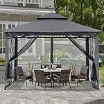 ABCCANOPY Gazebos for Patios 8x8 - Outdoor Steel Frame Gazebo with Mosquito Netting for Lawn Backyard Garden Deck (Dark Gray) - Image 2