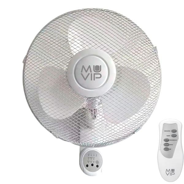 Ventilatore da parete 45 W con telecomando - 3 velocità, funzione di oscillazione, diametro 40 cm, griglia protettiva, silenziosa e potente, 220 V-240 V