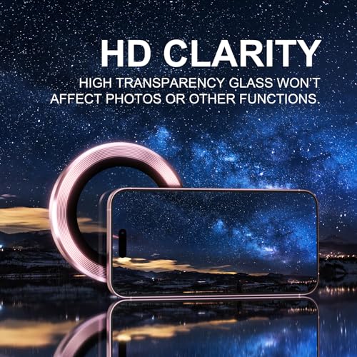 Image of CLITZ Aluminum Alloy Camera Lens Protector Compatible With iPhone 15 and 15 Plus | Anti-Scratch 9H Tempered Glass Film | Case-Friendly Ring Cover for Protection (Pink)