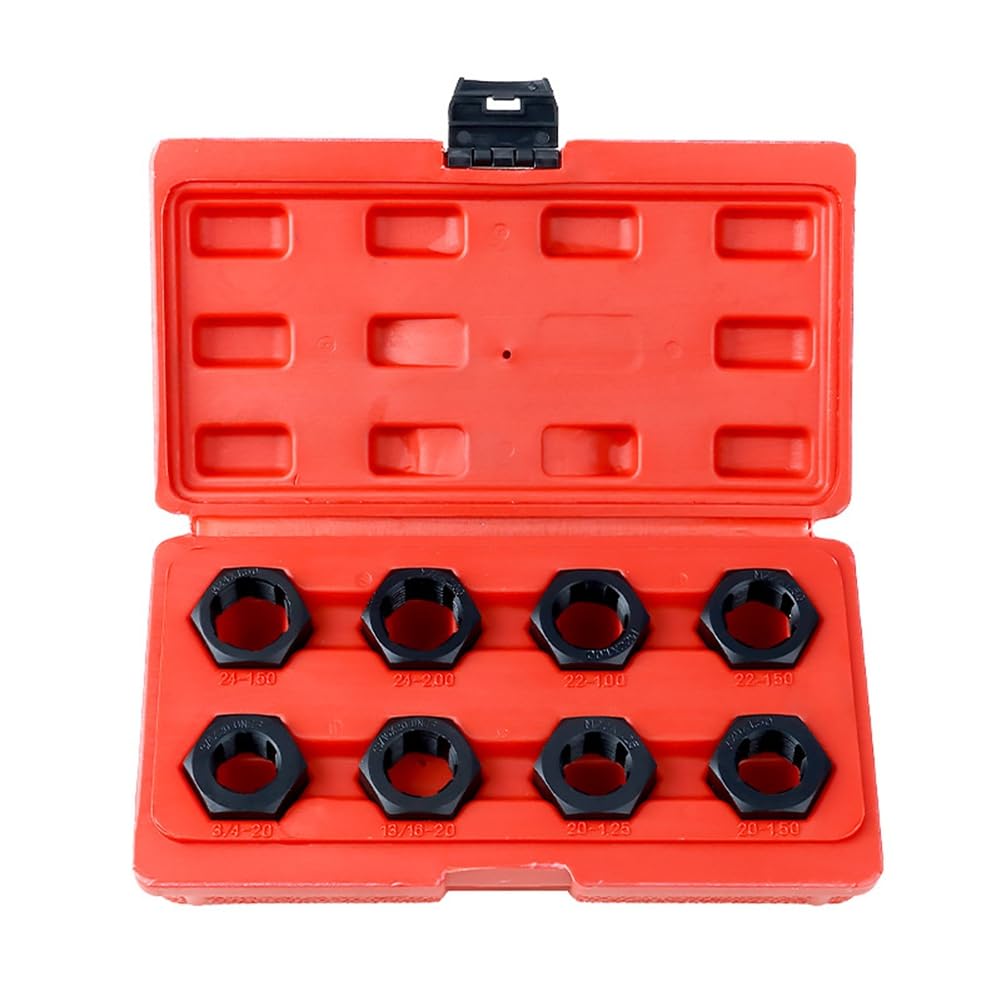 Jnchdghwa As Shown Hexagonal Tap And Dies Rethreading Tool Set(8 Pcs) Twist Axle Spindle Repair Wrench