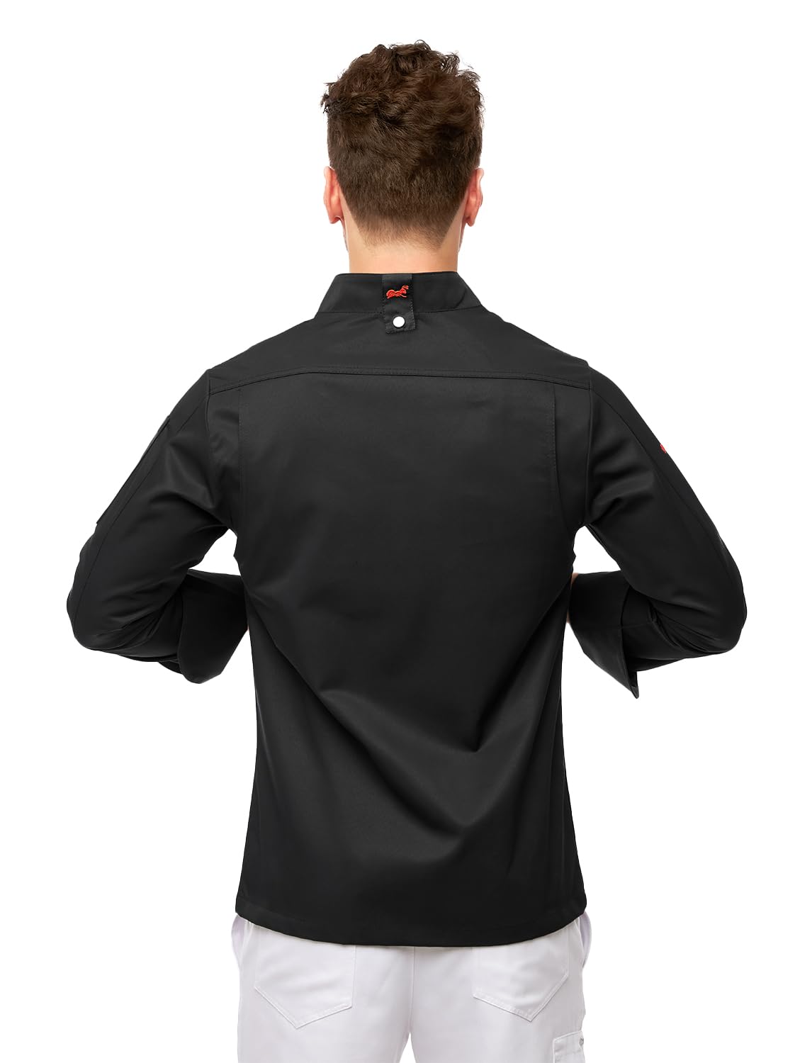 strongAnt Giacca da Chef Uomo a Maniche Lunghe con Bottoni a Pressione Slim Fit Uniforme Moderna per Panettiere - Nero, 2XL