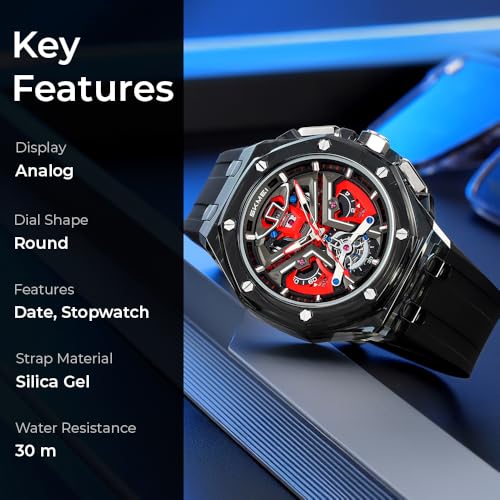 Image of SKMEI Stylish Analog Quartz Watch for Men - Trendy Transparent Case, 30M Water-Resistant, Durable Silicone Band, Lightweight Wristwatch with Date Display & Stopwatch-2426