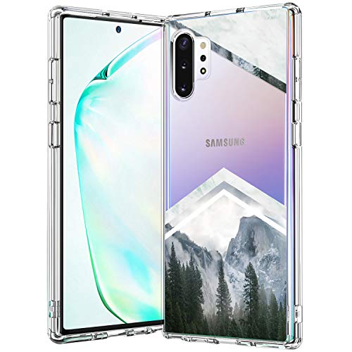 BICOL Galaxy Note 10 Plus Case,Forest Mountain Marble Pattern Clear with Design for Girls Women Plastic Hard Back Cover with TPU Bumper Protective Phone Case for Samsung Galaxy Note 10 Plus