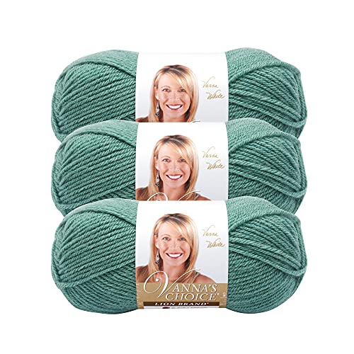 Image of Lion Brand Yarn, Vanna's Choice Crochet Yarn, Sage, Green, 3 Pack