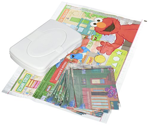 Neat Solutions Sesame Street Table Topper Disposable Stick-on Placemats with Reusable Pop-up Travel Case, 50-Count, Multicolor, Basic (10103)