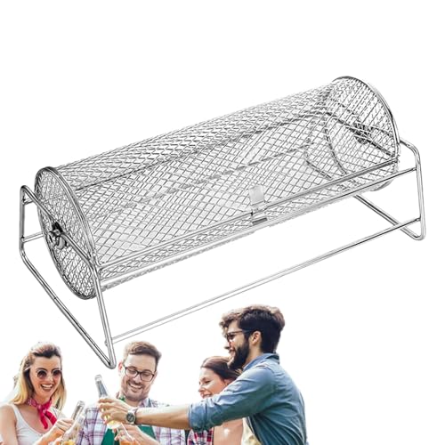 Bbq Tube Net, Rolling Grill Tool, Stainless Steel Tube Net Grill Basket, Bbq Meat Tube Net, Bbq Tube Net Grilling Accessories Tools, Grill Baskets for Meat, Vegetables, Fries