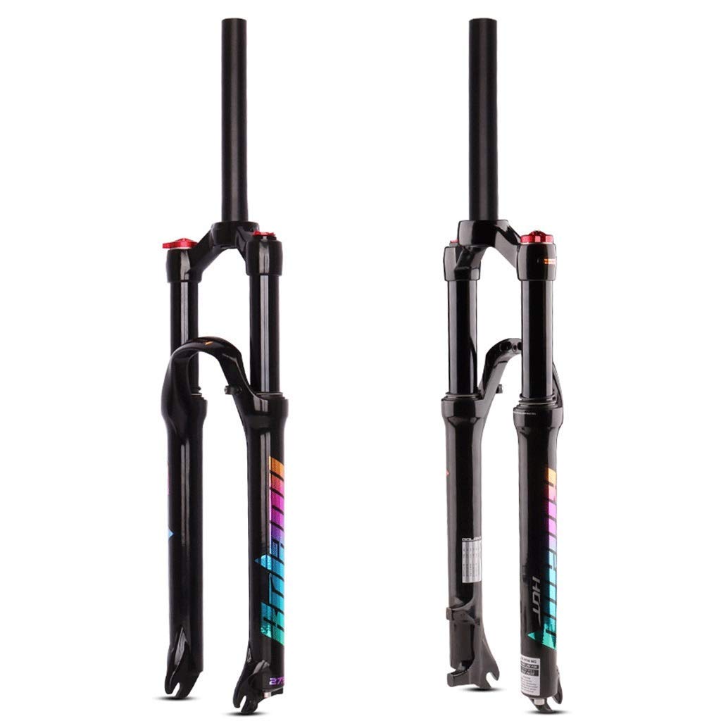 Forcella Ammortizzata Bici per MTB 26/27.5/29 Pollici Molla pneumatica in Lega di magnesio Forcella Anteriore della Bicicletta Diritta 1-1/8"HL Travel 105mm Freno a Disco QR 9mm