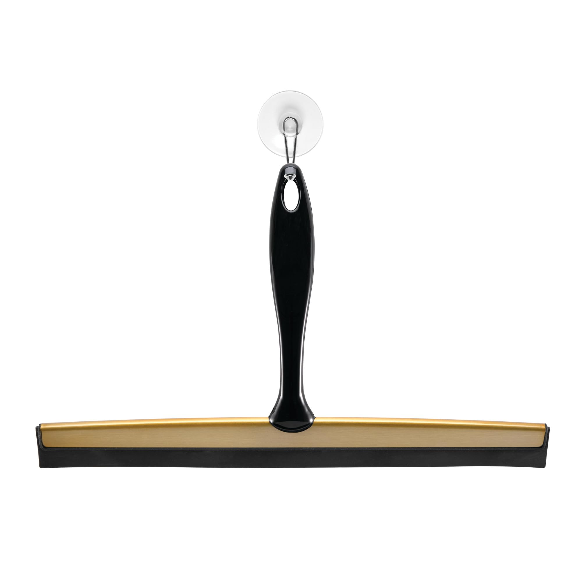 iDesign Bathroom Shower Squeegee, Black/Soft Brass