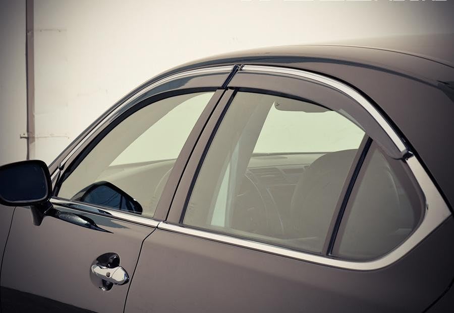 WellVisors Window Visors Wind Deflectors Compatible with Lexus 2007-2017 LS460 with Chrome Trim Rain Guards 3-847LX012