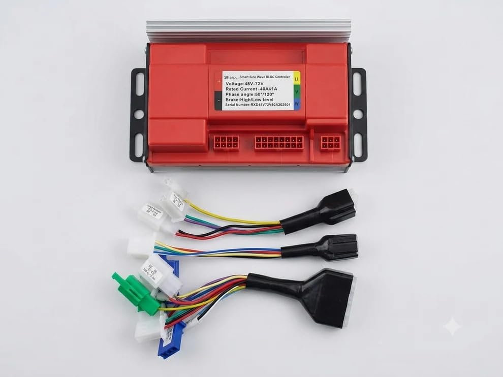 48v-72v 40a bldc sine wave motor controller for e-scooter | 1200w-1500w hub motors, 120° phase angle, aluminium alloy heat sink, plug-and-play wiring, high/low brake input