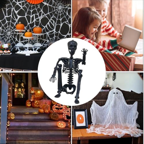 Squelette Halloween 90cm articulé pour déco cimetière gothique - 5