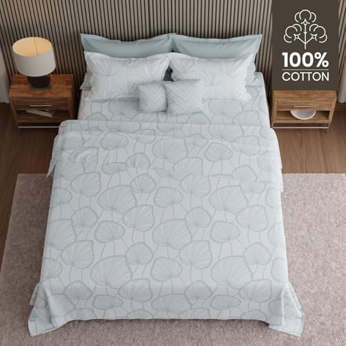 Image of BOUTIQUE LIVING Luxe Loom Weavers Gallore 100% Cotton 600 TC White Floral King Bedsheet Set