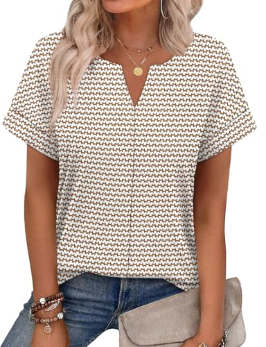 WIHOLL Womens Summer Tops 2026 Short Sleeve V Neck T Shirts Fashion Beach Vacation Clothes Business Casual Outfits