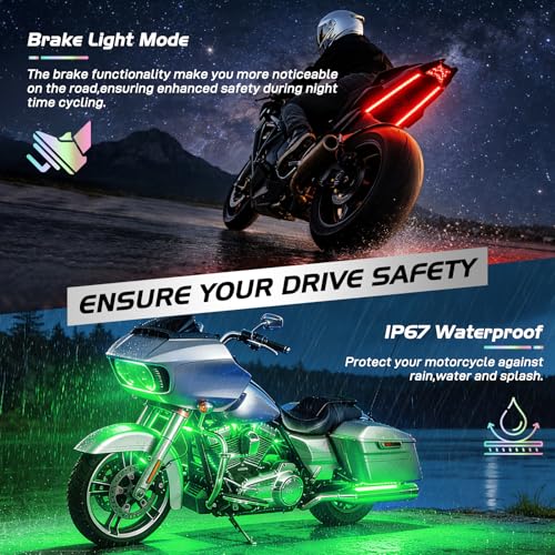 Image of Nilight - TL-35 12PCS Motorcycle RGB Led Light Kit Waterproof Multi-Color Atmosphere Lights Lamp with Dual RF Wireless Remote Controllers for Harley Davidson Honda Kawasaki Suzuki, 2 Years Warranty