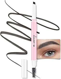 AMY'S DIARY Eyebrow Pencil Retractable Definer, EBONY Dual-Sided Brow Brush, Fine Tip, Shapes, Defines, Fills Brow Makeup Flapiz Para Cejasills (01#EBONY)