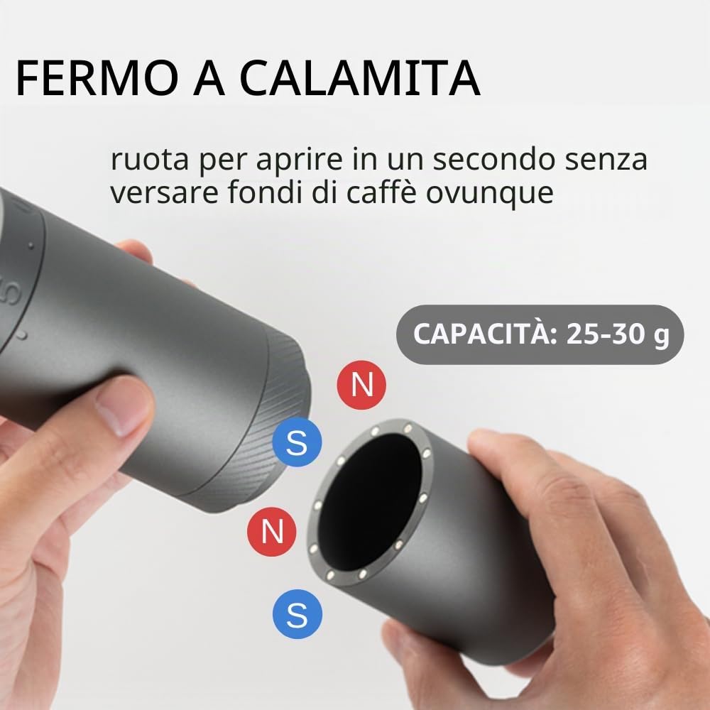 1Zpresso X-Ultra Macinacaffè Manuale Nero, Struttura Robusta in Metallo, Assemblaggio in Acciaio Inox, Regolazione Esterna Numerica, Contenitore, Elevata Efficienza di Macinatura, Macinino Portatile