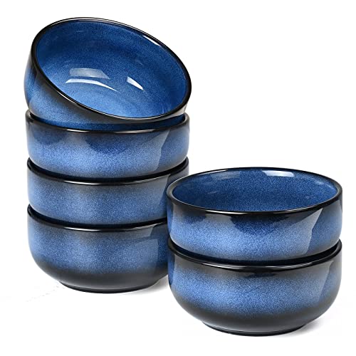 Meky Bowl Set, 6.5Inch Porcelain Cereal Bowls 34Oz Set Of 6, Salad Dessert Pasta Fruit Soup Ice Cream Bowls For Kitchen, Sea Blue #TOP27