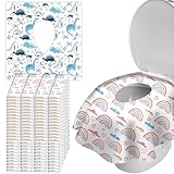 ZHOMA 100 Pack Toilet Seat Covers Disposable for Bathroom, Extra Large XL Size Waterproof Covers for Toddler Potty Training, Individually Wrapped Portable for Adults Kids Travel Trip Airplane -PK+BU