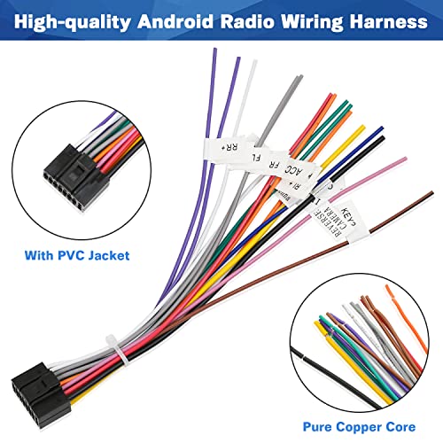 Android Radio Wiring Harness Adapter Replacement For Select Android Car Stereo 16 Pin Iso Connector Cable With Full Labels #TOP2