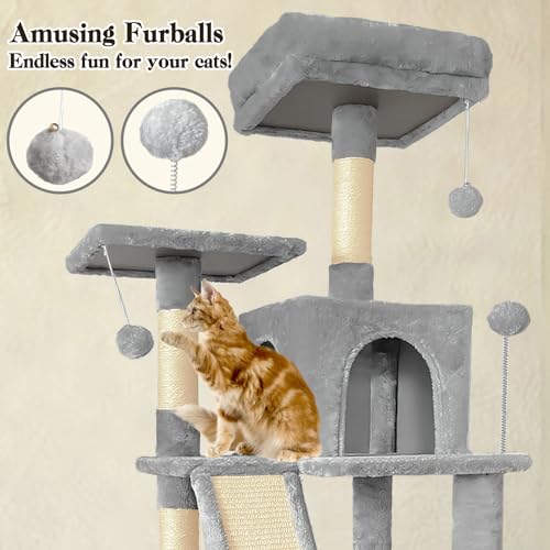 Torre para gatos interior 70 pulgadas gris claro miniatura 3