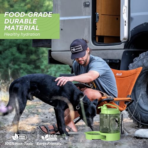 Image of Portable Dog Travel Water Bottle - 77oz Large Travel Water Bowl for Dogs Camping Hiking Beach Traveling Essentials,Big Pet Bottles Bowl Water Dispenser for On The Go Park Car Walking Accessories