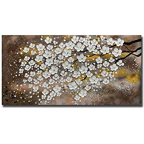Yotree Wall Art Hand-Painted Framed Flower Oil Painting On Canvas Gallery Wrapped Modern Floral Artwork for Living Room Bedroom DÃ©cor Ready to Hang