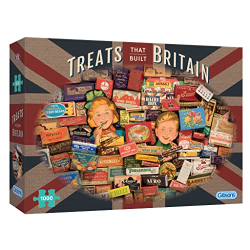 Gibsons Treats That Built Britain 1000 Piece Jigsaw Puzzle for Adults, Iconic British Confectionery Artwork by Robert Opie