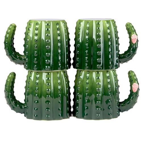 Juego de 4 Mugs Cerámica Verde Cactus 18 oz miniatura 1
