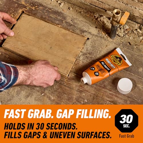 Image of Gorilla Heavy Duty Construction Adhesive, White Glue, 7 Ounce Squeeze Tube (Pack of 1) - Gap Filling and Waterproof
