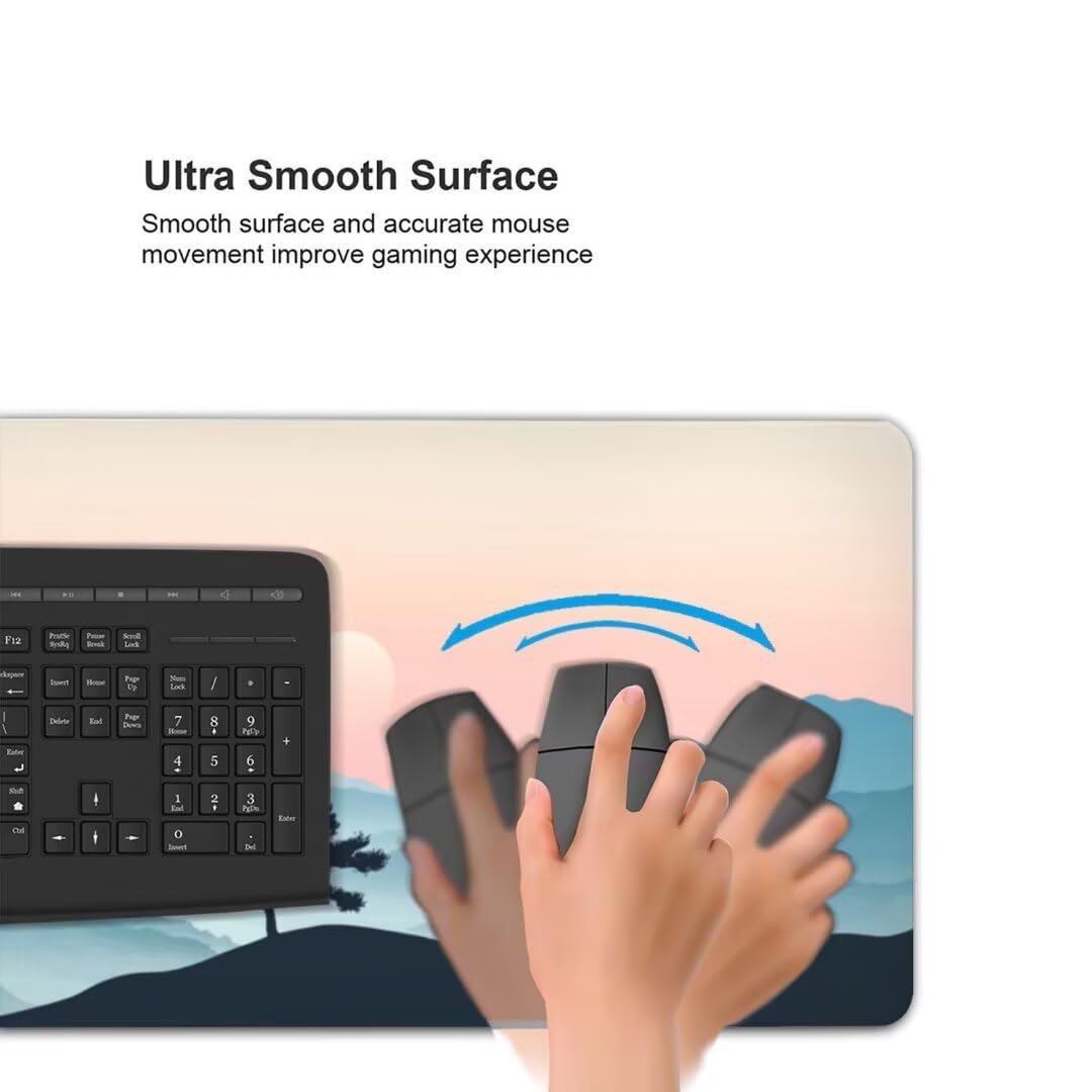 Tappetino Mouse XXL 1400x600x3mm Tappetino Mouse Tramonto Albero Impermeabile Tappetino Gaming Mouse Pad XXL Tappetino Scrivania, Base Antiscivolo Migliora Precisione e Velocità per Desktop/Ufficio