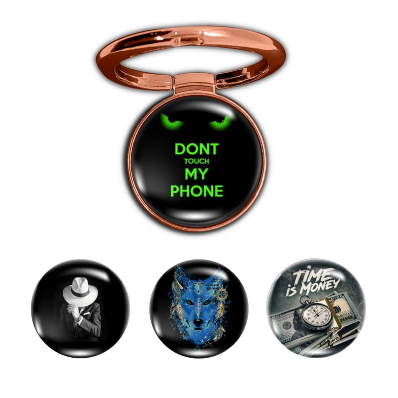 Image of 4-in-1 Metallic Mobile Back Ring Holder | Strong Grip for Phone & Back Cover | 4 3D Logo Magnets | 360 Adjustable Stand