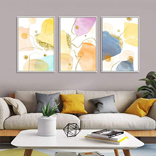 Toile d'art moderne peinture abstraite géométrique dorée 50x70cm pour décoration murale