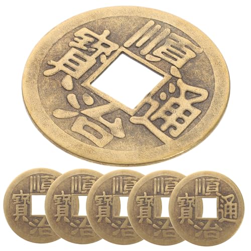 CLISPEED 6 pièces Lot de Cuivre Chinois Feng Shui Monnaies Anciennes Laiton pour Décoration Bricolage et Accessoires Traditionnels de Chance et Projets...