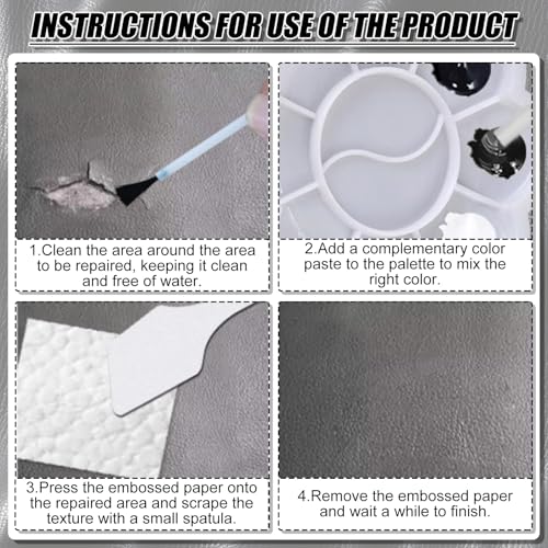 TZQFROCE Leder Reparatur Set 4 Stück Leder reparatur set schwarz Lederreparatur Creme Lederreparaturset White Lederfarbe Reparieren Lederfarbe Schwarz für Sofa Lederjacke Autositz Schuhe Mäntel
