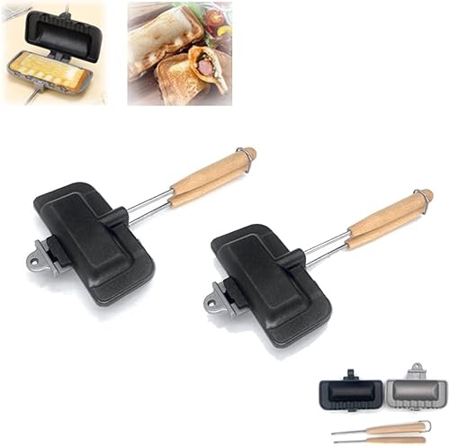 Sartén para hornear sándwich de doble cara The Breakfast Sandwich sartenes con asas extraíbles bandeja para hornear pan 2 piezas