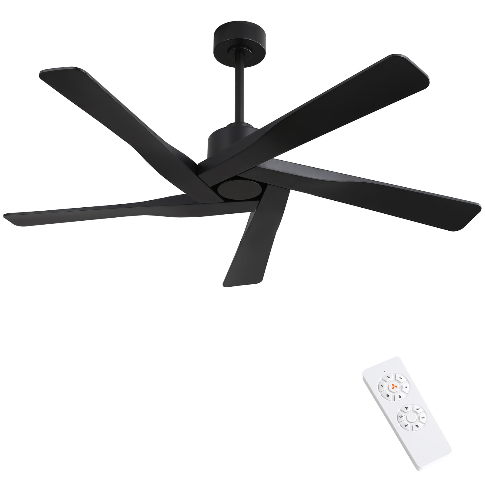 WINGBO 54 ABS DC Ceiling Fan No Light 5 Blade ABS Plastic Ceiling Fan with Remote 6-Speed Reversible
