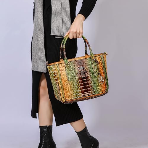 Image of MKF Collection Satchel Bag for Women's Crocodile Embossed Vegan leather Crossbody Tote Handbag Top-Handle Purse by Mia K