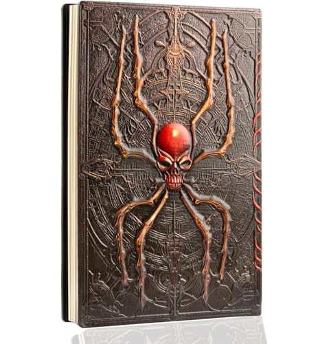 Image of Alokik Enterprise 3D Spider Junk DND Vintage Leather Journal Writing Notebook with 200 Pages A5 Journal Diary,Antique Handmade Leather Diary,Travel Diary&Notebooks to Write in,Diary Gift for Men Women