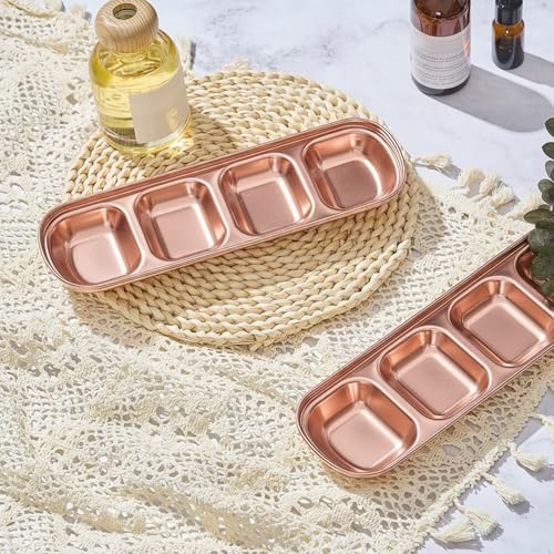 Image of 4 Pcs Esthetician Bowls Face Mask Tray Esthetician Supplies Stainless Steel Compartment Serving Tray Women Skincare Products Facial Bowl for Spa Salon Aesthetician Beauty, Nail Art (Rose Gold,Large)