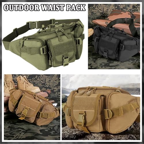 Taeku Pochete tática, bolsa de cintura militar, mochila de quadril utilitária com alça ajustável par