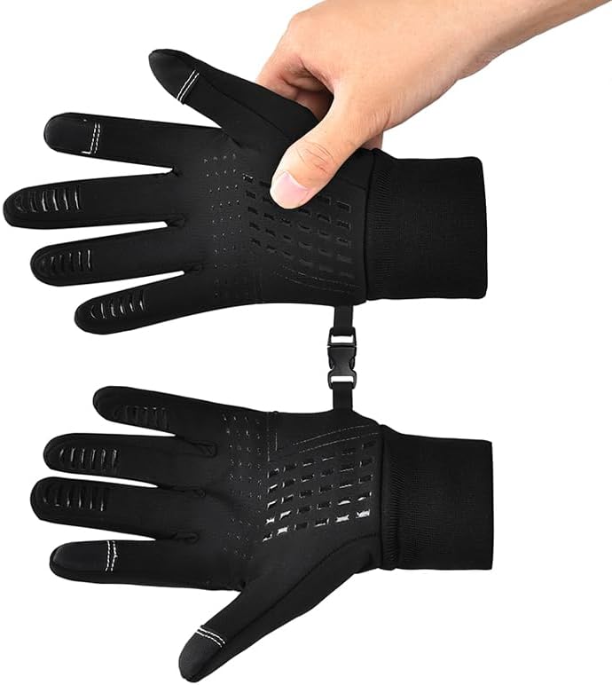 Winter Gloves, Touch Screen Compatible, Water Resistant, Thermal, Windproof for Running Cycling Driving Hiking, Men Women, Black - Image 4