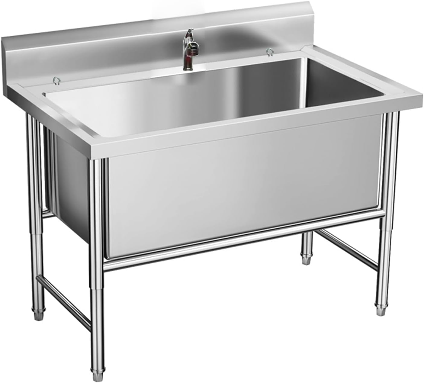 Floor Mop Sink,Stainless Steel Dog Bathing Station - Large Wash Tub with Faucet for Medium & Large Dogs - Durable Pet Bath Tub,Deep:11.8in-60X60cm