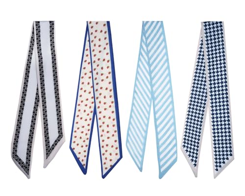 PENTA ANGEL Women Head Scarf 4Pcs Fashion Boho Satin Neck Scarves Headbands for Hair Purse Bag Handbag Decorations