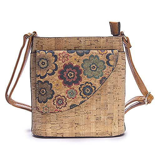 Byoeko S10165 Sac à dos en liège pour femme, Beige Fleurs bleutées, Taille unique Cover