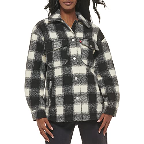 Levi's Men's Fashion Shirt Jacket, Black/Cream Plaid, Large