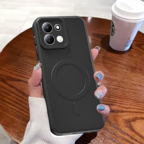 Image of Outlouders Back Cover for Redmi 17 5G | Soft Matte Silicone | Slim Fit | Magnetic-Safe Logo Design (Magnetic-Safe Not Compatible) | Shockproof | Camera Protection Bumper Case (Black)