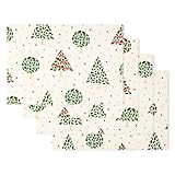 kate spade new york Holiday Confetti Reversible Placemats 4-Pack Set, 100% Cotton, Machine Washable, Cream/Green, 13'x19'