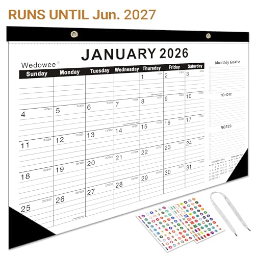 Wall Calendar 2026-2027 Australia Holiday,Academic Calendar,18 Months Desk Calendar with Stickers, Jan 2026 to June 2027 - Large Desktop/Wall Monthly Calendar Planner for Home School Office Daily Plan
